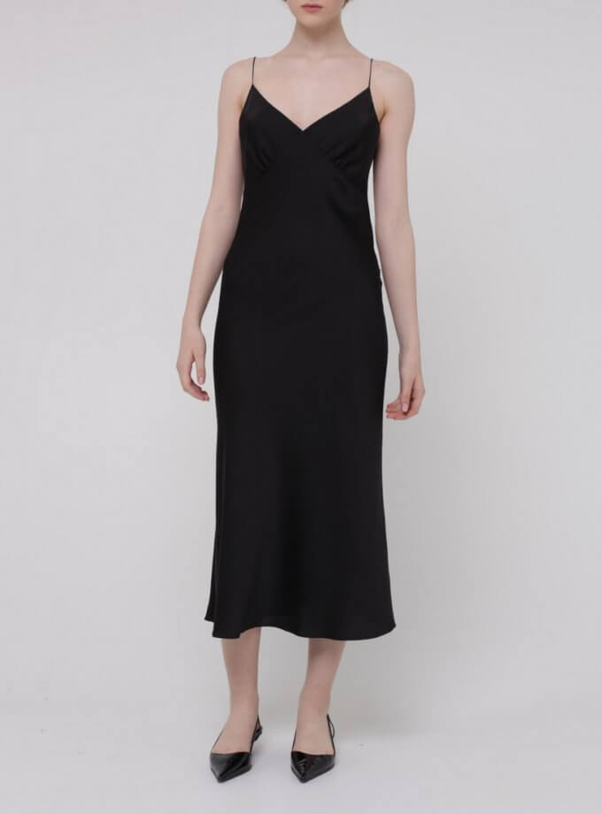 Шовкова сукня на тонких бретельках MISS SECRET (MISS_040-black)