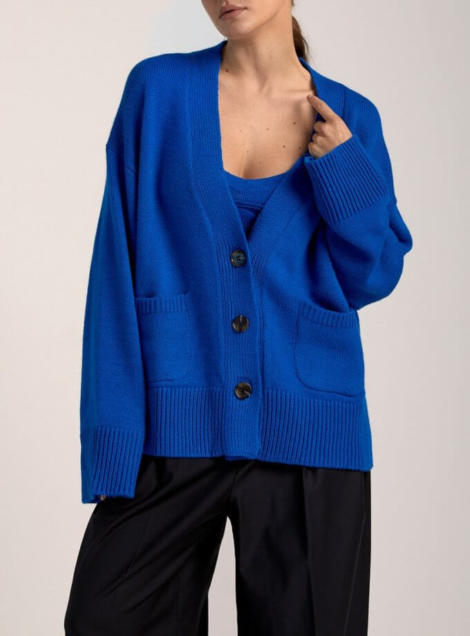 Кардиган з вовни мериноса FIORE BIANCO (FRBC_0817KBLU)