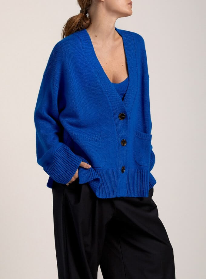 Кардиган з вовни мериноса FIORE BIANCO (FRBC_0817KBLU)