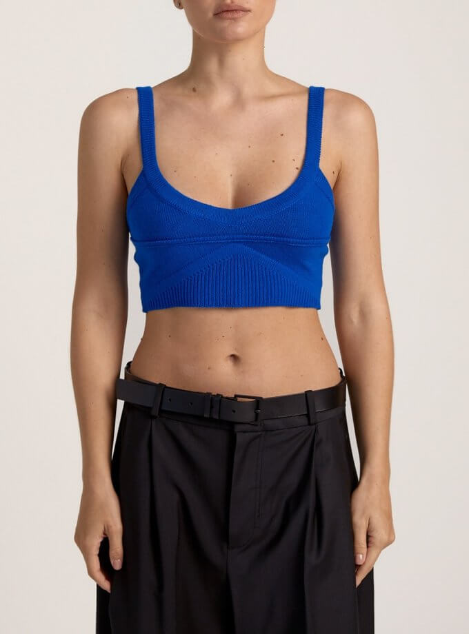 Топ на бретелях з вовни мериноса FIORE BIANCO (FRBC_0818TBLU)