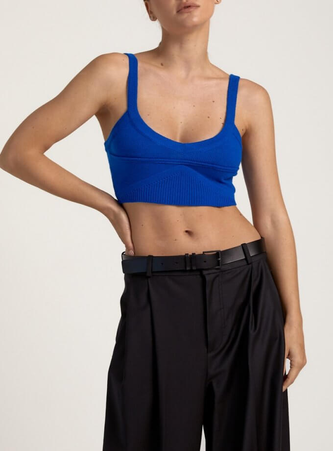 Топ на бретелях з вовни мериноса FIORE BIANCO (FRBC_0818TBLU)