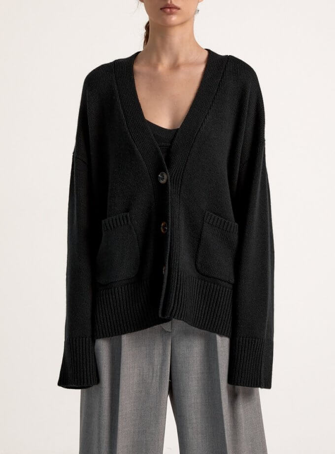 Кардиган з вовни мериноса FIORE BIANCO (FRBC_0814KBL)