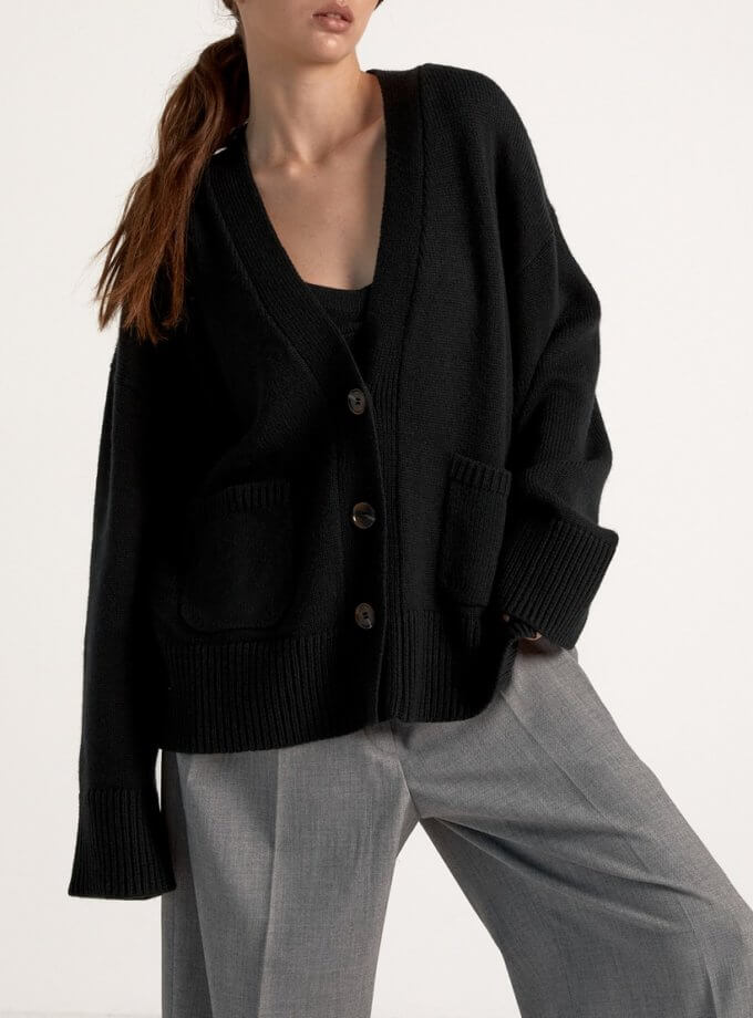 Кардиган з вовни мериноса FIORE BIANCO (FRBC_0814KBL)