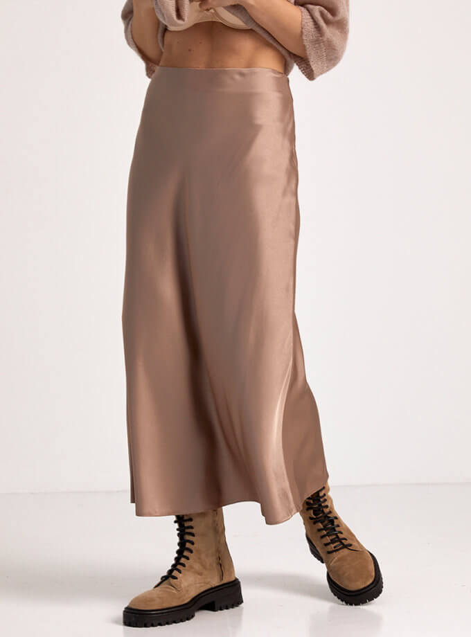 Спідниця довжини міді з атласним ефектом FIORE BIANCO (FRBC_SKRT_05)