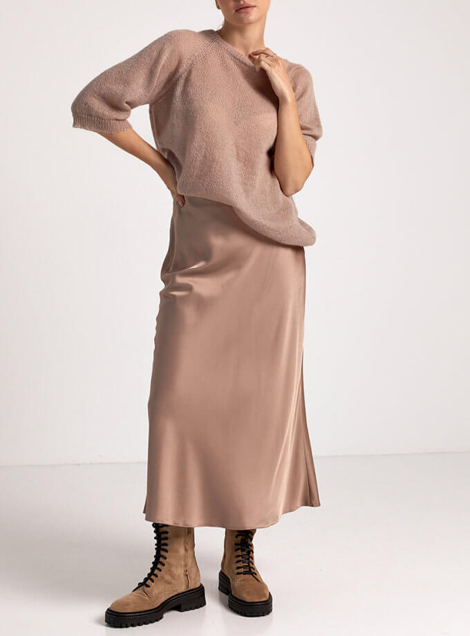 Спідниця довжини міді з атласним ефектом FIORE BIANCO (FRBC_SKRT_05)