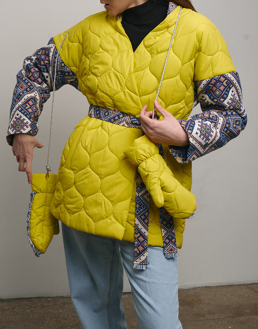 Рукавиці жовті копія Рукавиці стьобані зі шнурком ZHARKO (ZHRK_kz230030ml) - фото 4