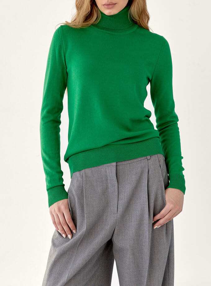 Гольф з мериносу FIORE BIANCO (FRBC_vodol_green)