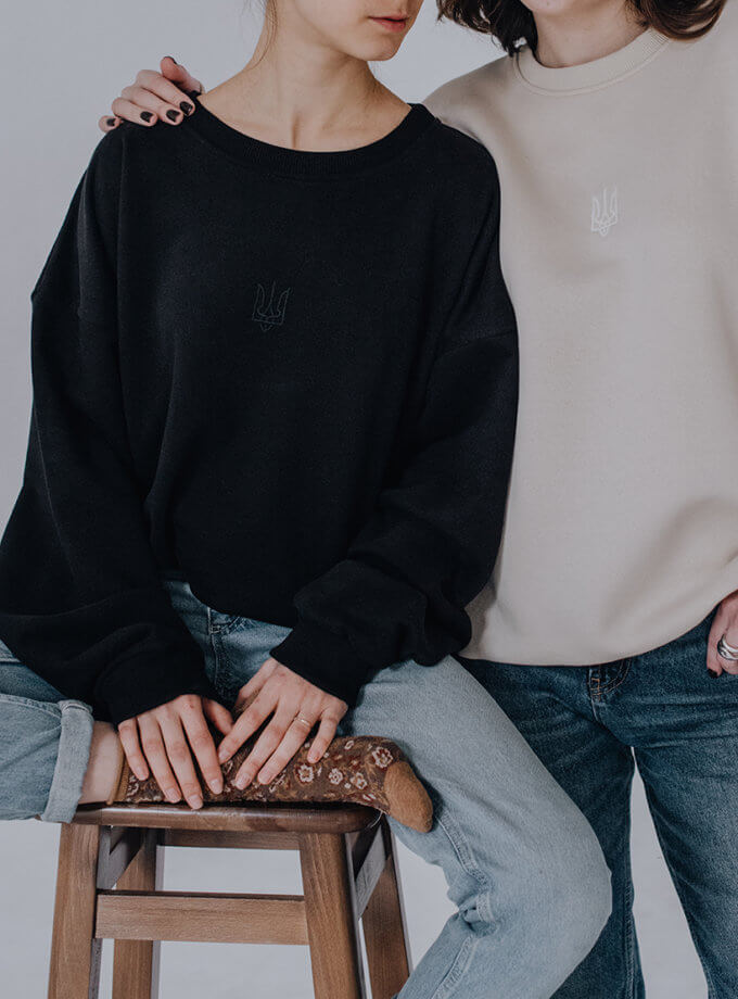 Світшот оверсайз Класичний тризуб NI GRAMA DRAMY (NGD_sweat-klt-b-xl)