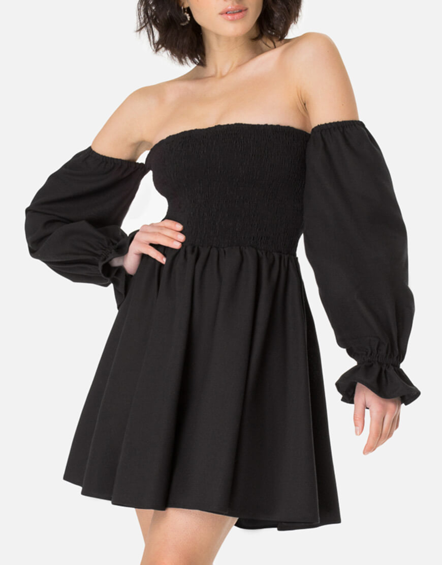 IMG_2733 Сукня з об’ємними рукавами з льону MAGNETIC (MGN_1730BK)