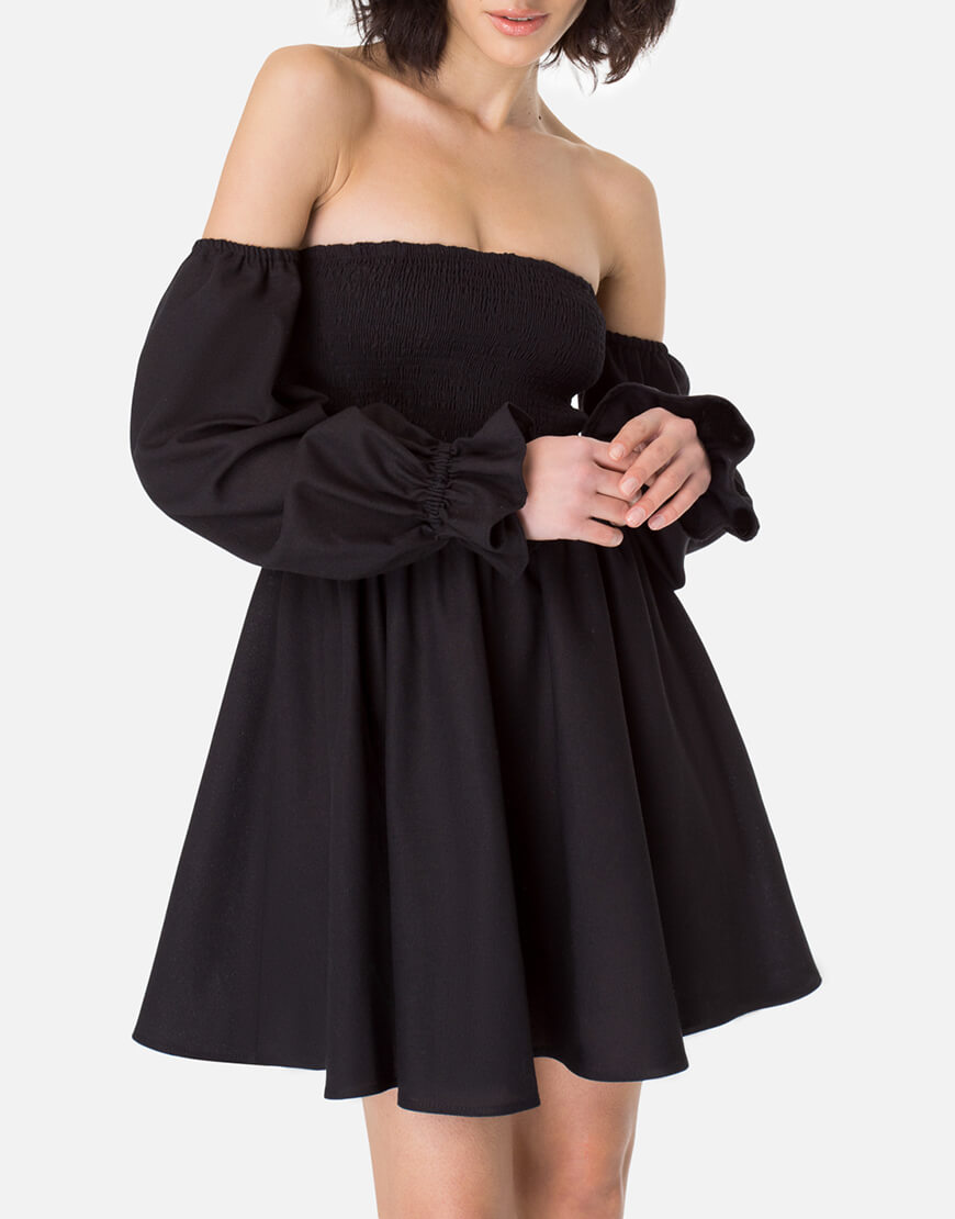 IMG_2775 Сукня з об’ємними рукавами з льону MAGNETIC (MGN_1730BK) - фото 5