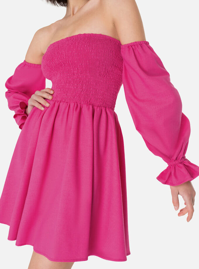 Сукня з об’ємними рукавами з льону MAGNETIC (MGN_1730PK) - фото 11