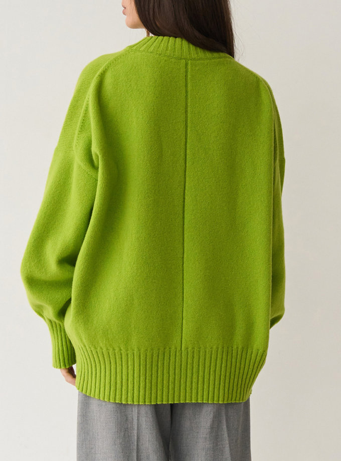Светр об'ємний з вовни мериноса та кашеміру FIORE BIANCO (FRBC_Fbovcash_lime)
