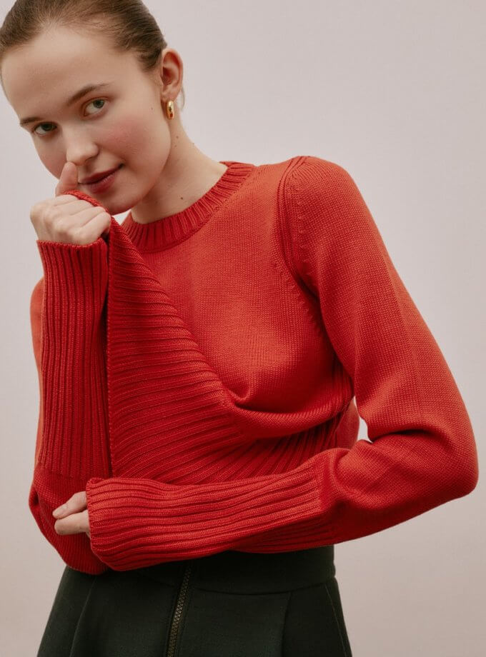 Вовняний светр помаранчевий WKMF (WKMF_142_4) - фото 9