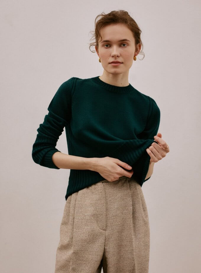 Вовняний светр емеральд WKMF (WKMF_142_3) - фото 7