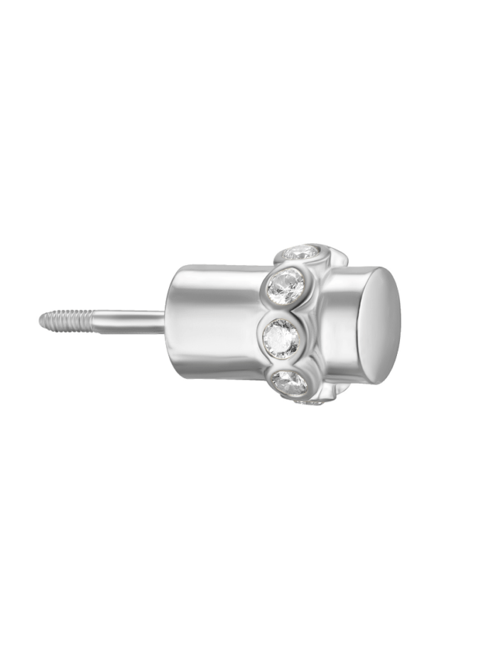 Половина моно-сережки Balance біла з білим камінням RIMMART JEWELRY (RAJ_ERA-047w)