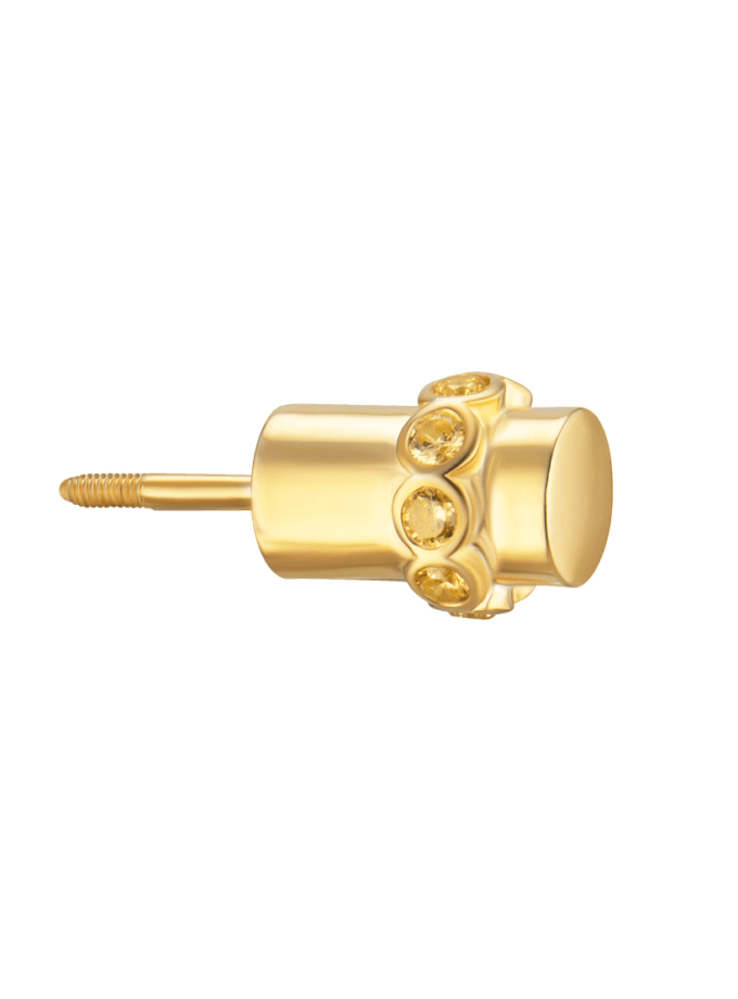 Половина моно-сережки Balance жовта з жовтим камінням RIMMART JEWELRY (RAJ_ERApl-047y)