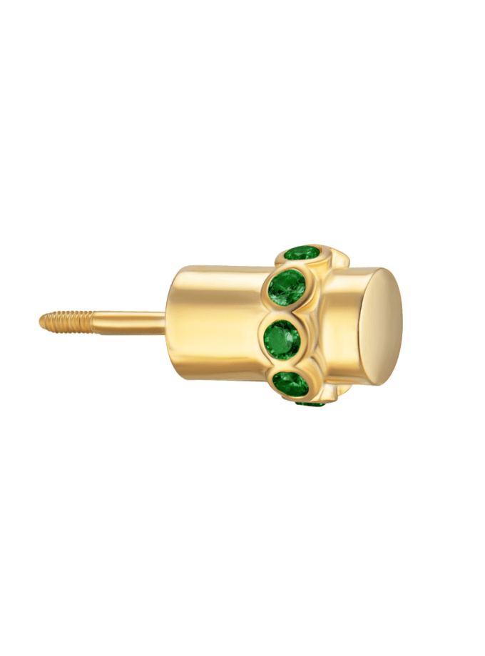 Половина моно-сережки Balance жовта із зеленим камінням RIMMART JEWELRY (RAJ_ERApl-047g)