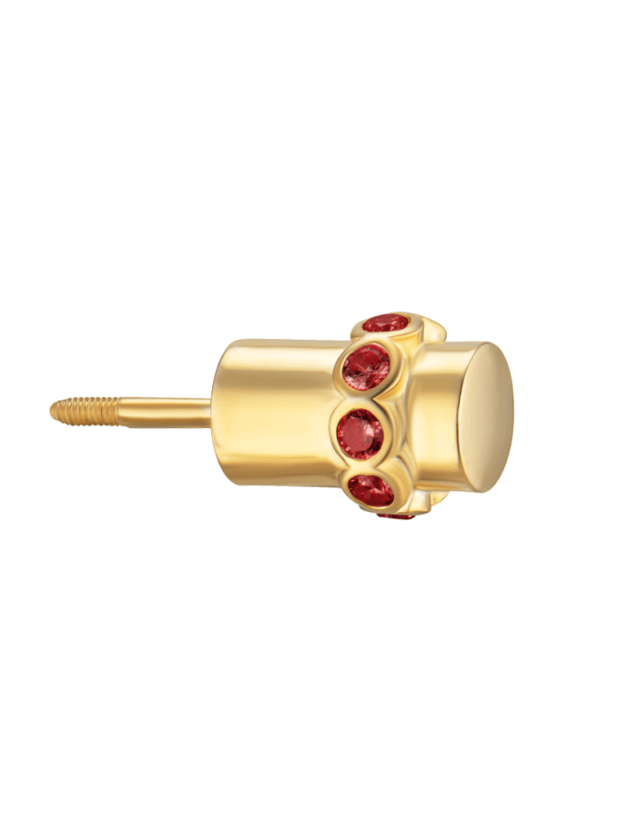 Половина моно-сережки Balance жовта з червоним камінням RIMMART JEWELRY (RAJ_ERApl-047r)