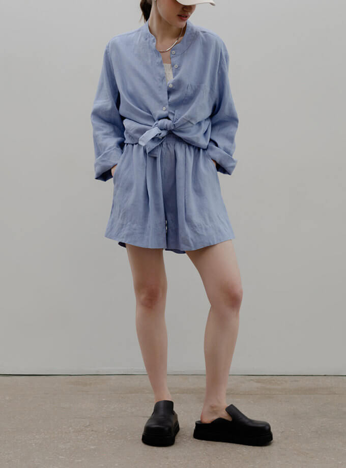 Шорти лляні світло-сині BALCONY GARMENT (BLCN_1111) - фото 5