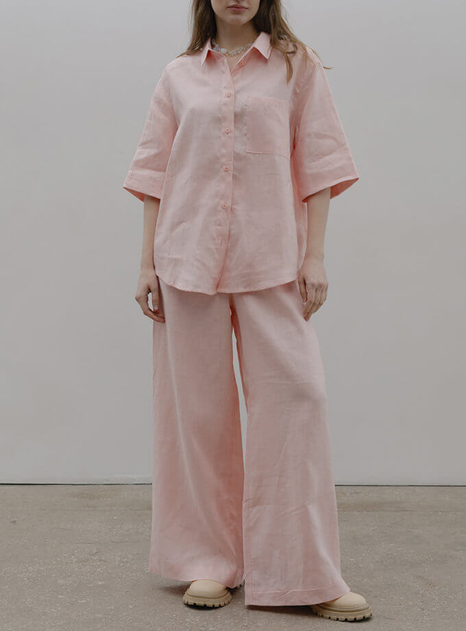 Штани лляні рожеві широкі BALCONY GARMENT (BLCN_1104) - фото 7