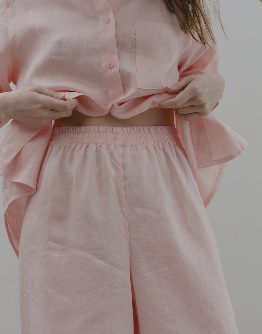 55555 Штани лляні рожеві широкі BALCONY GARMENT (BLCN_1104) - фото 3