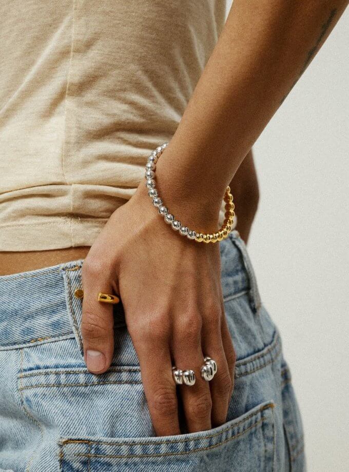 Браслет Puffy біло-жовтий RIMMART JEWELRY (RAJ_RRApl-042-1)