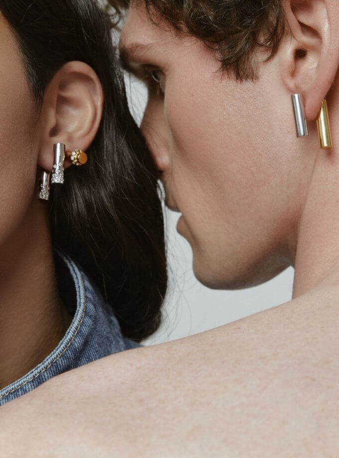 Сережки Balance біло-жовті RIMMART JEWELRY (RAJ_ERApls-049)