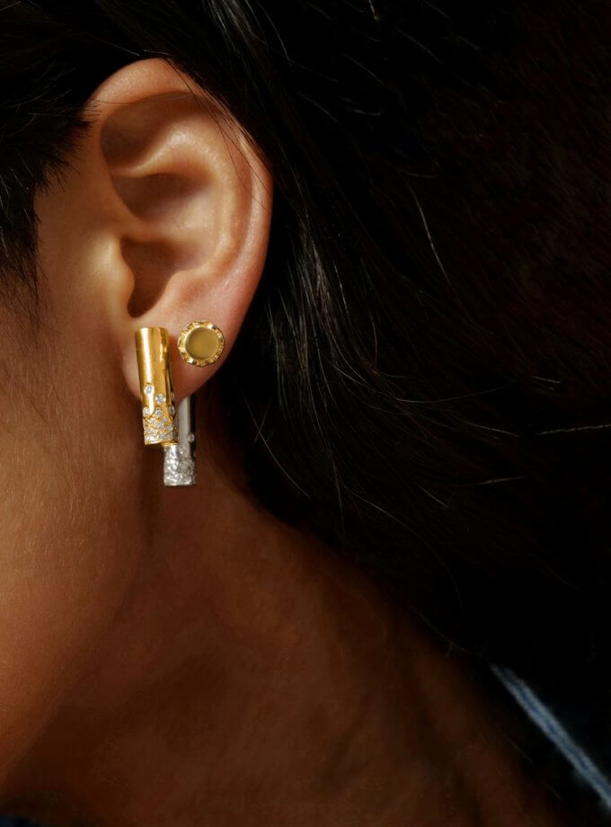 Сережки Balance біло-жовті з камінням RIMMART JEWELRY (RAJ_ERApls-050)