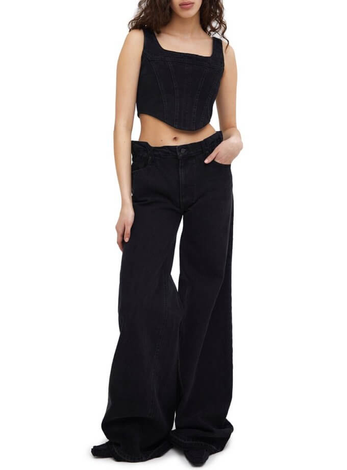 Чорні широкі джинси на резинці MATCH DENIM (MTCH_SP23-JNSWRW-BLACK)