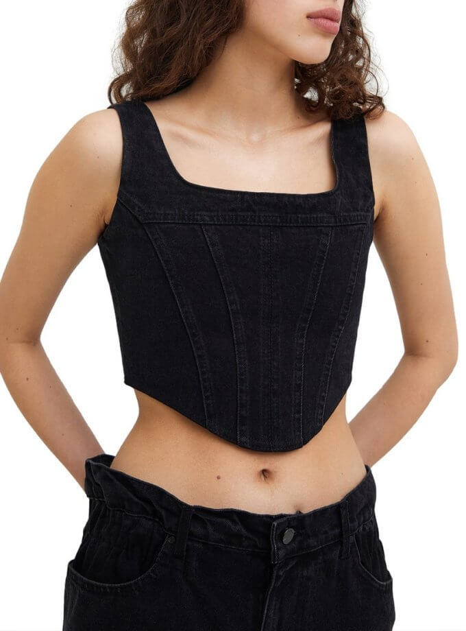 Чорний корсет з квадратним вирізом MATCH DENIM (MTCH_SP23-CORSET1-BLACK)