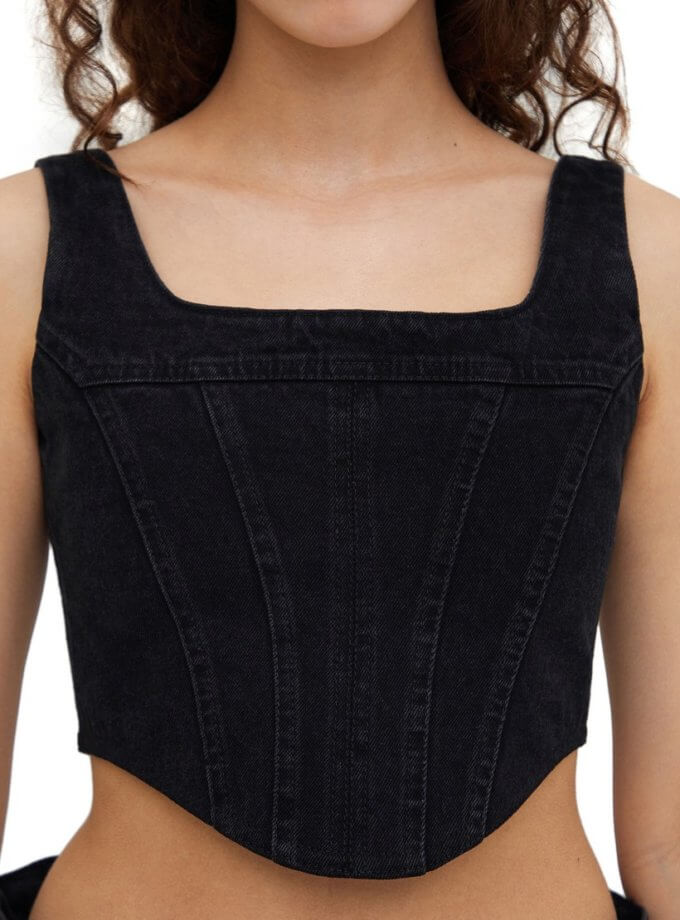 Чорний корсет з квадратним вирізом MATCH DENIM (MTCH_SP23-CORSET1-BLACK)