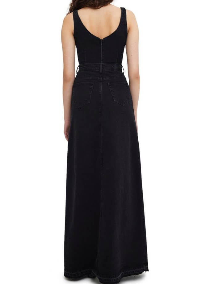 Чорна спідниця максі з блискавкою MATCH DENIM (MTCH_SP23-SKIRT-BLACK)