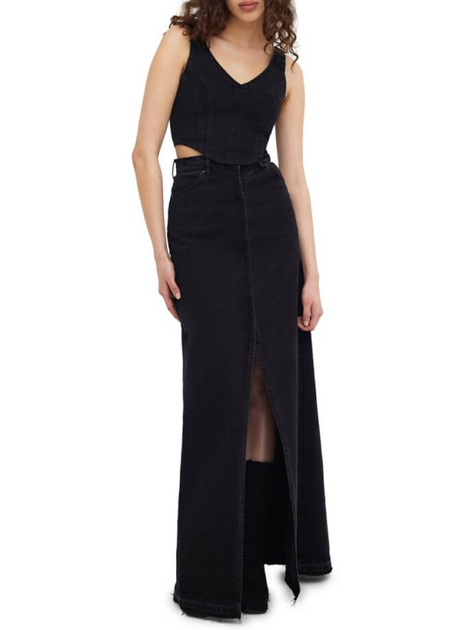 Чорна спідниця максі з блискавкою MATCH DENIM (MTCH_SP23-SKIRT-BLACK)