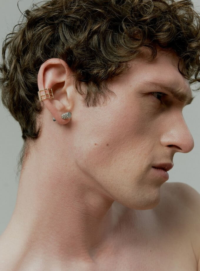 Половина моно-сережки Balance біла з білим камінням RIMMART JEWELRY (RAJ_ERA-046w)