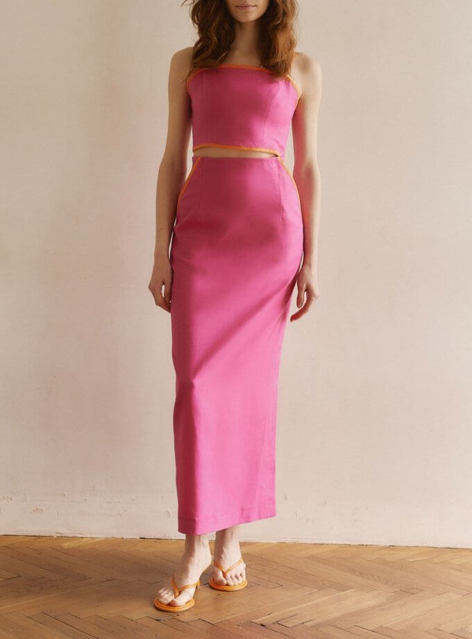 Лляна спідниця рожева WKMF (WKMF_147_2)