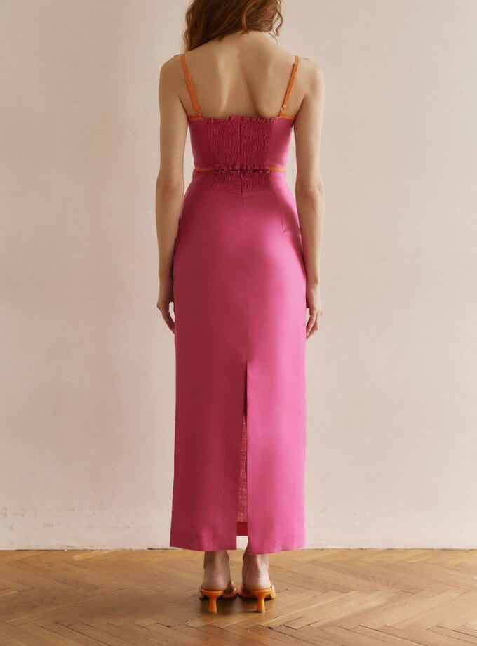 Лляна спідниця рожева WKMF (WKMF_147_2)