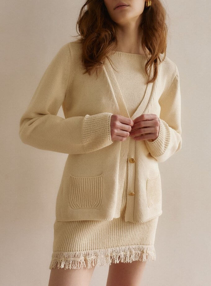 Бавовняний кардиган молочний WKMF (WKMF_156_1)