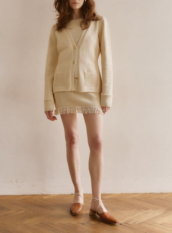 Бавовняний кардиган молочний WKMF (WKMF_156_1)