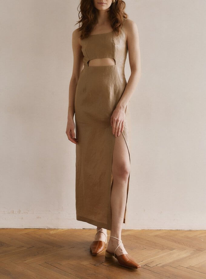 Лляна сукня бежева WKMF (WKMF_150_1)