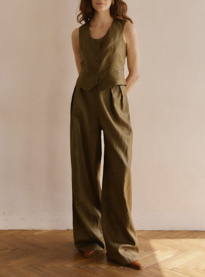 Лляні брюки зелені WKMF (WKMF_149_1)