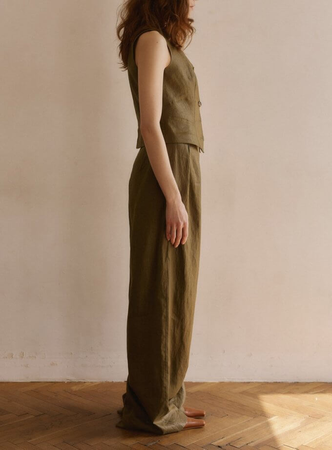 Лляні брюки зелені WKMF (WKMF_149_1)