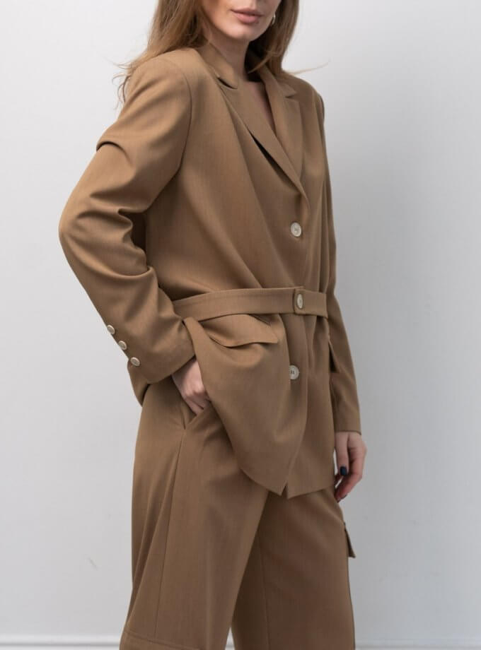 Жакет прямого крою з декоративною стрічкою XM BY MALINOVSKAYA (XM_небо_2) - фото 7