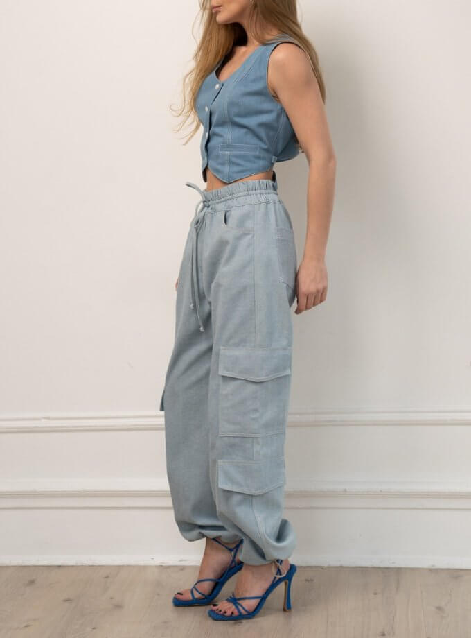 Джинсові штани карго XM BY MALINOVSKAYA (XM_небо_7)