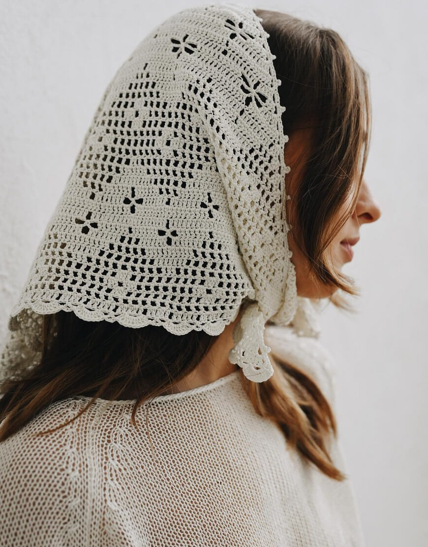 Processed with VSCO with a6 preset Хустка з льону та шовку молочного кольору NYNI (VSH_000-213) - фото 2