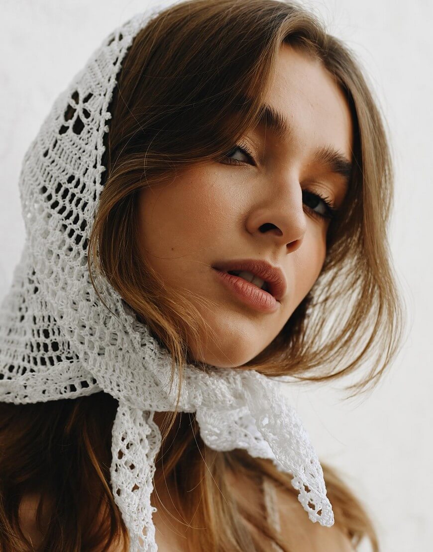 Processed with VSCO with a6 preset Хустка з бавовни білого кольору NYNI (VSH_000-212) - фото 5