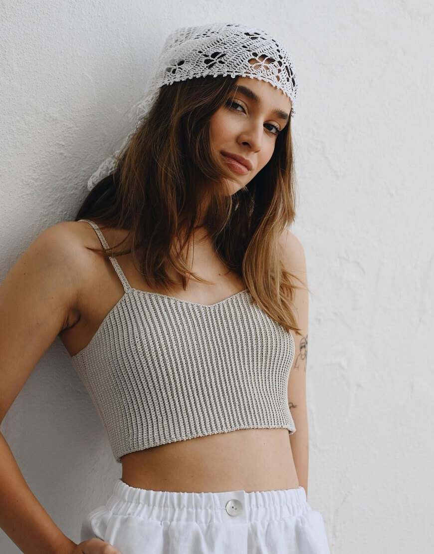 Processed with VSCO with a6 preset Хустка з бавовни білого кольору NYNI (VSH_000-212) - фото 4