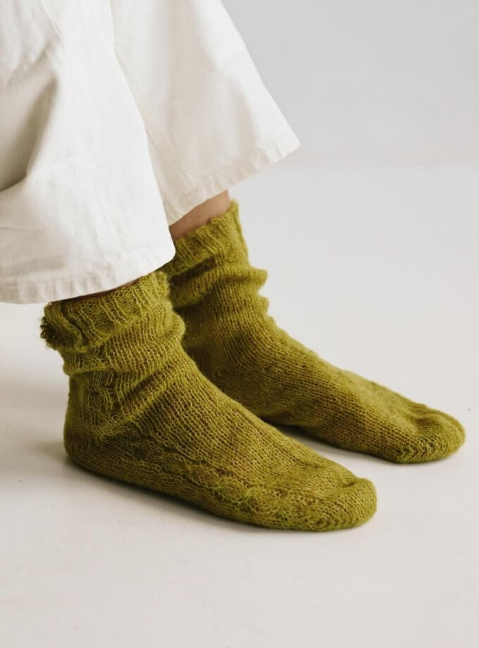 Шкарпетки Air з мохеру оливкового кольору NYNI (VSH_000-122)