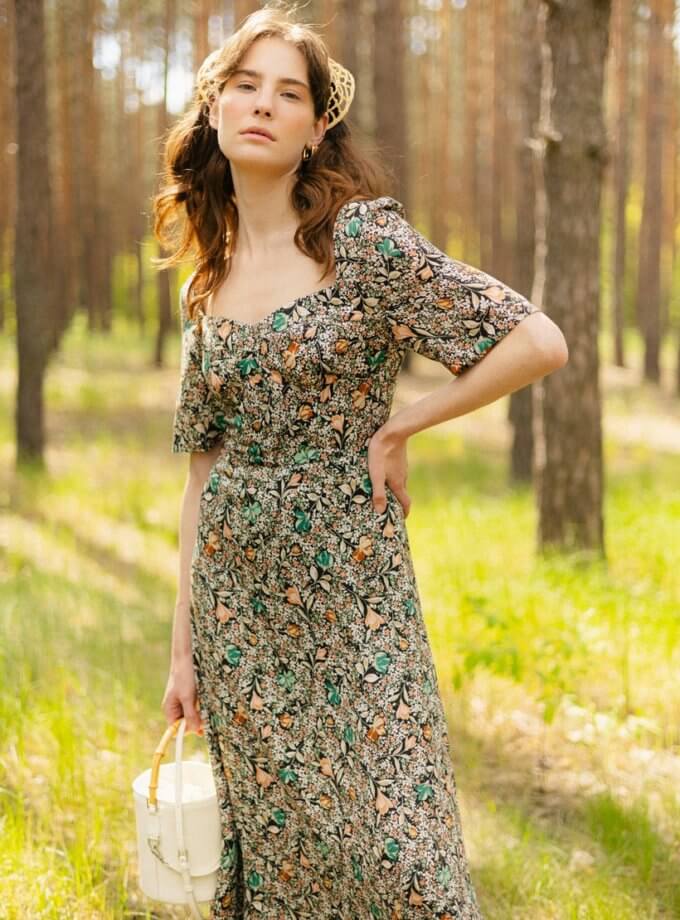 Квіткова сукня зелена WKMF (WKMF_135_5)