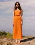 Лляна спідниця помаранчева WKMF (WKMF_147_1) - фото 5