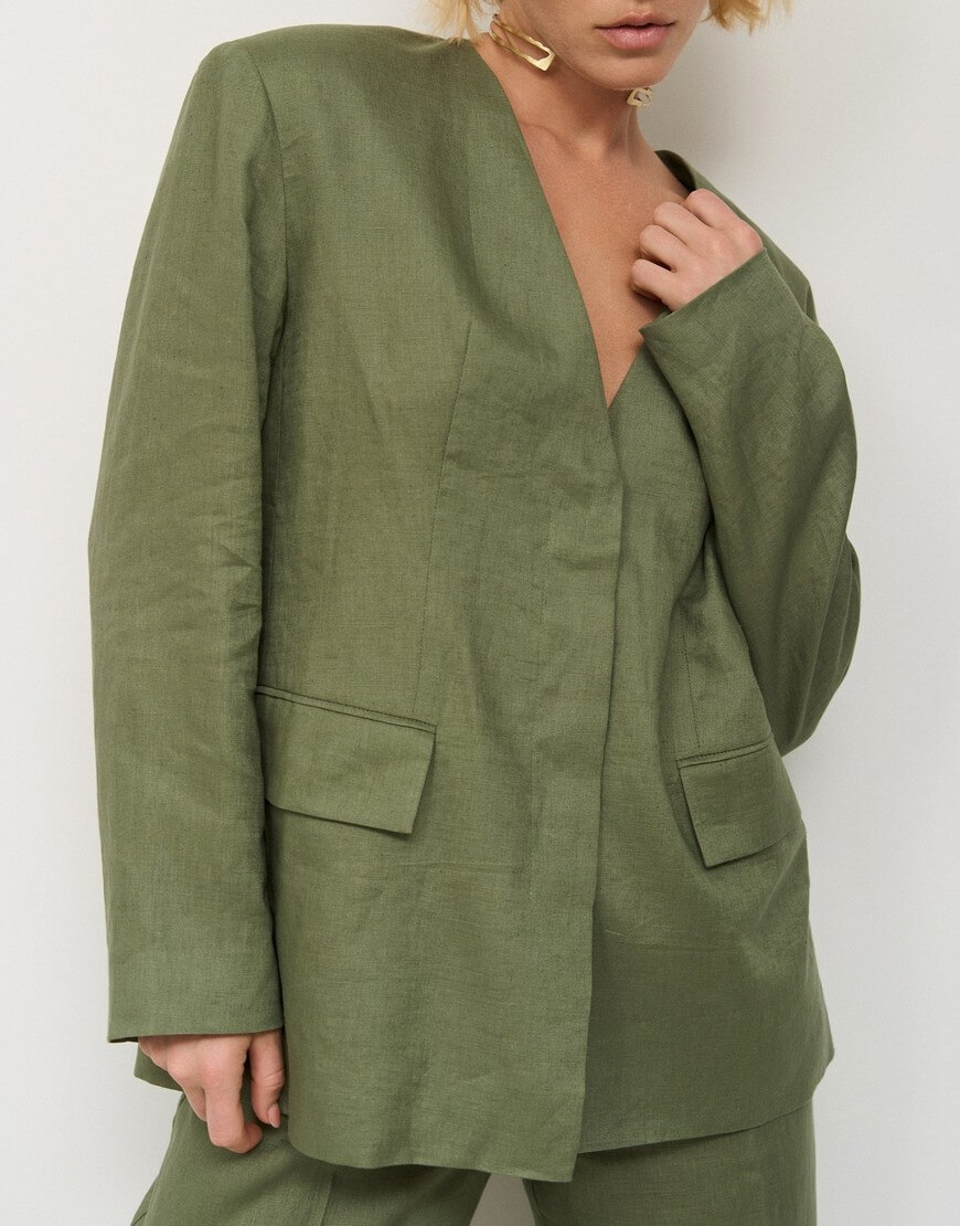 1AK07622 Піджак лляний FIORE BIANCO (FRBK_FB_25_05_green)